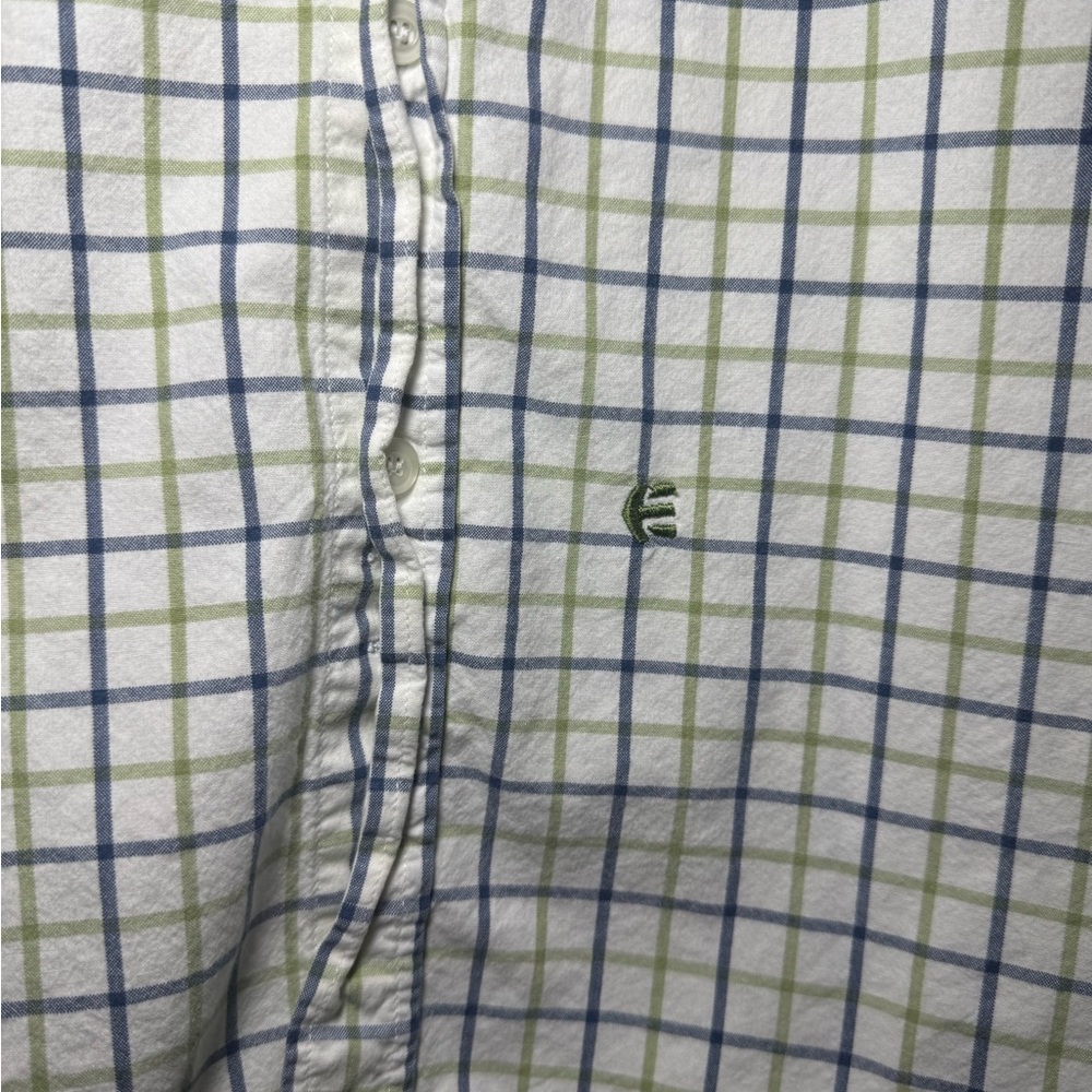EUC Etnies Blue & Green Plaid White Button Up Shirt Mens size Large - Picture 3 of 6